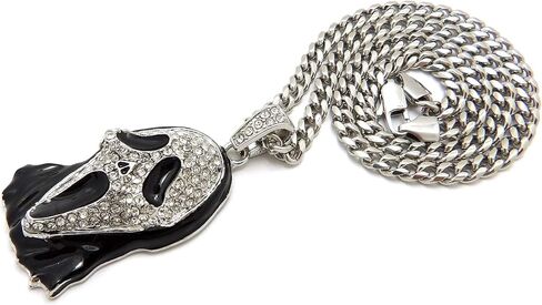 Iced Scream Face Pendant 5mm/18,20",24",30" Stainless Steel Cuban Chain Fashion Necklace SRC9 in Saudi Arabia