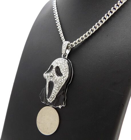 Iced Scream Face Pendant 5mm/18,20",24",30" Stainless Steel Cuban Chain Fashion Necklace SRC9 in Saudi Arabia