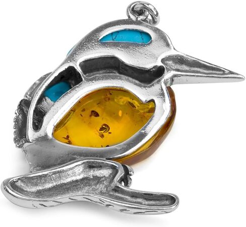 Ian and Valeri Co Amber Sterling Silver Blue Turquoise Kingfisher Bird Pendant Medium in Saudi Arabia