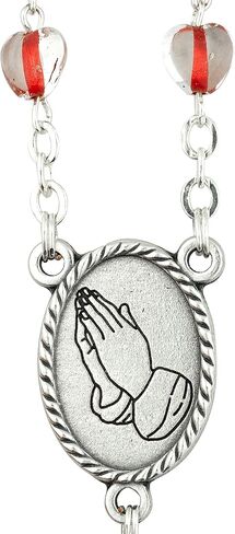 Sacred Heart of Jesus Devotional Prayer Kit | Heart Shaped Glass Beads | Includes Instructions and Information | Great Catholic Gift for First Communion and Confirmation | Made in Italy in Saudi Arabia