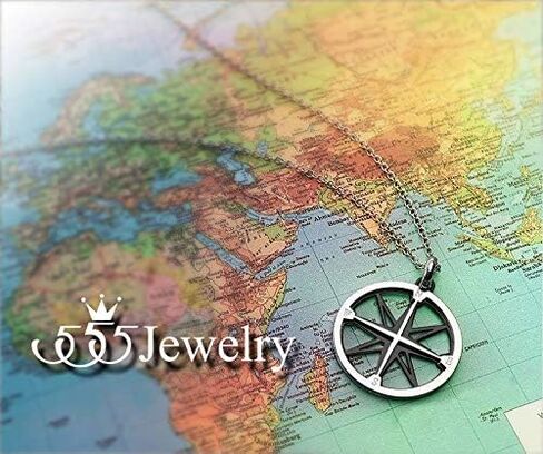 555Jewelry للجنسين الفولاذ المقاوم للصدأ الملاح الملاحة البوصلة قلادة قلادة in Saudi Arabia