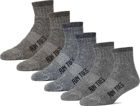جوارب FUN TOES للرجال من الصوف بنسبة 80% للكاحل، 6 أزواج من الدعم القوي لقوس القدم، الجزء السفلي مبطن للشتاء، مثالي للمشي لمسافات طويلة in Kuwait