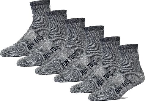 جوارب FUN TOES للرجال من الصوف بنسبة 80% للكاحل، 6 أزواج من الدعم القوي لقوس القدم، الجزء السفلي مبطن للشتاء، مثالي للمشي لمسافات طويلة in Kuwait