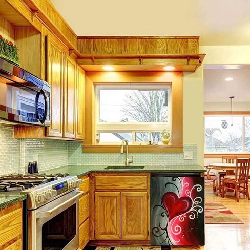 Red Love hHeart Shape Dishwasher Magnet Cover Magnetism Dishwasher Shield Magnetic Microwave Lid Magnetic Refrigerator Sticker Home Cabinet Decal Appliance Sticker 23Wx26H Inches(Magnet) in Saudi Arabia