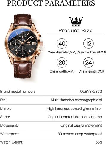 OLEVS Men's Watches Leather Strap Analog Quartz Watch, Fashion Big Dial Date Waterproof Watch, Dress Luxury Luminous Men Watches in Saudi Arabia