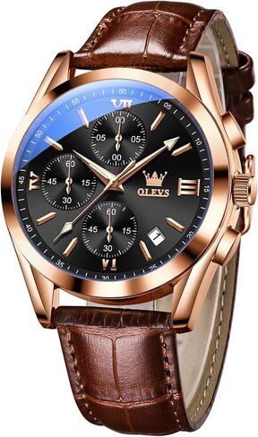 OLEVS Men's Watches Leather Strap Analog Quartz Watch, Fashion Big Dial Date Waterproof Watch, Dress Luxury Luminous Men Watches in Saudi Arabia