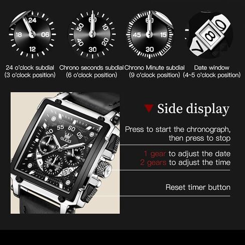 OLEVS Men's Watches Leather Strap Analog Quartz Watch, Fashion Big Dial Date Waterproof Watch, Dress Luxury Luminous Men Watches in Saudi Arabia