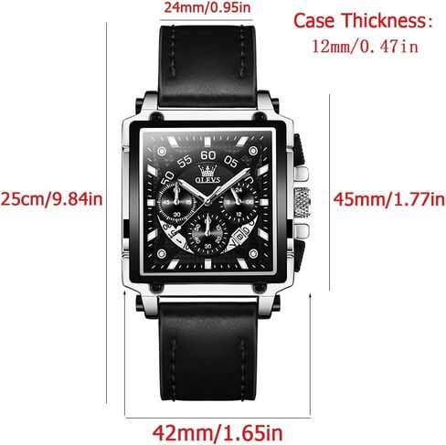 OLEVS Men's Watches Leather Strap Analog Quartz Watch, Fashion Big Dial Date Waterproof Watch, Dress Luxury Luminous Men Watches in Saudi Arabia
