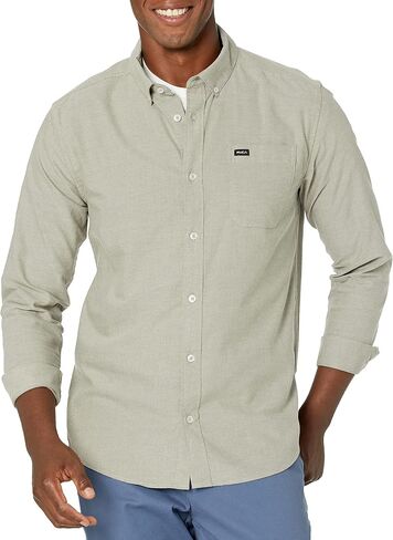 RVCA Men's Slim Fit Long Sleeve Oxford Stretch Woven Button Up Shirt in Saudi Arabia