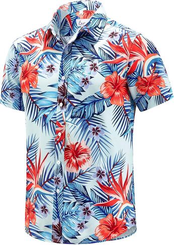 EUOW Men's Hawaiian Shirts and Shorts Set 2 Pieces Button Down Short Sleeve Beach Vacation Outfits in Kuwait