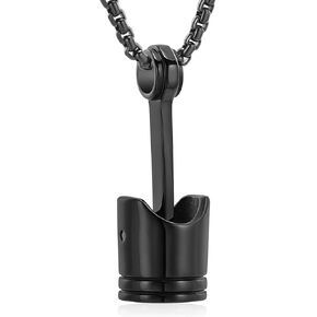 Car Parts Stainless Steel Piston Cremation Urn Necklace For Men Keepsake Memorial Jewelry Hold Ashes