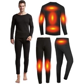 Windpost Mens Electric Heated Thermal Underwear Set Men's Travel Heated Pants and Shirt, USB Mens Thermal Underwear Set in Saudi Arabia