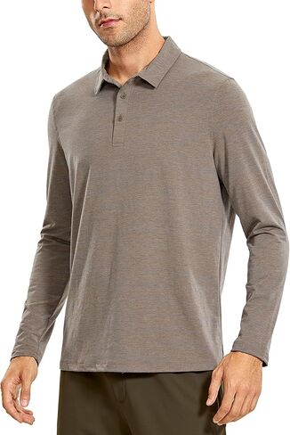 CRZ YOGA Men's Long Sleeve Golf Polo Shirts Quick Dry Athletic T-Shirts Moisture Wicking Gym Workout Tees in Saudi Arabia