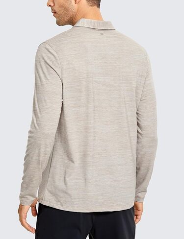 CRZ YOGA Men's Long Sleeve Golf Polo Shirts Quick Dry Athletic T-Shirts Moisture Wicking Gym Workout Tees in Saudi Arabia