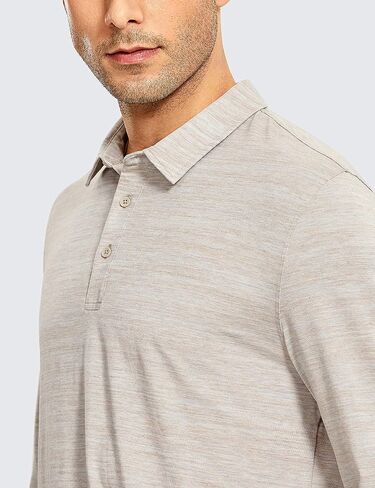 CRZ YOGA Men's Long Sleeve Golf Polo Shirts Quick Dry Athletic T-Shirts Moisture Wicking Gym Workout Tees in Saudi Arabia