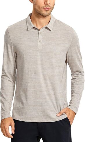 CRZ YOGA Men's Long Sleeve Golf Polo Shirts Quick Dry Athletic T-Shirts Moisture Wicking Gym Workout Tees in Saudi Arabia