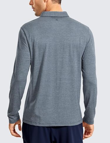 CRZ YOGA Men's Long Sleeve Golf Polo Shirts Quick Dry Athletic T-Shirts Moisture Wicking Gym Workout Tees in Saudi Arabia