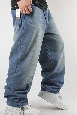 QIBOE Men's Baggy Jeans Denim Sweatpants Loose Pants in Saudi Arabia