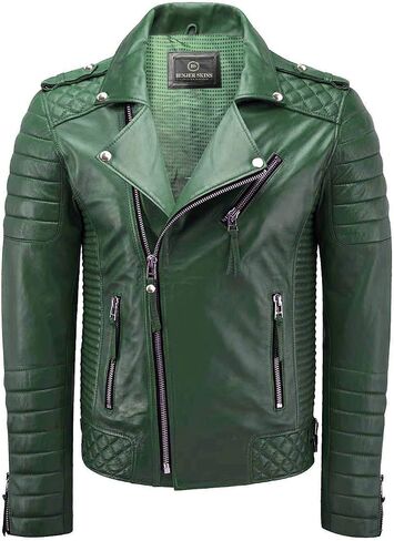 Benjer Skins Genuine Lambskin Leather Jackets For Men - Motorcycle Biker Leather Jacket Men BN 102 in Saudi Arabia
