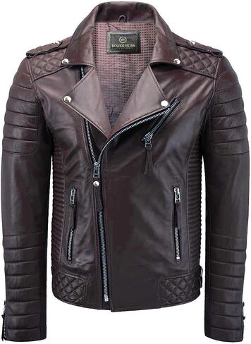 Benjer Skins Genuine Lambskin Leather Jackets For Men - Motorcycle Biker Leather Jacket Men BN 102 in Saudi Arabia