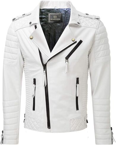 Benjer Skins Genuine Lambskin Leather Jackets For Men - Motorcycle Biker Leather Jacket Men BN 102 in Saudi Arabia