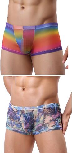 sandbank Men's Sexy Lingerie Breathable Mesh Transparent Boxer Brief Underwear in Saudi Arabia