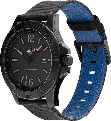 Tommy Hilfiger Men's Quartz Stainless Steel and #Tide Ocean Recycled Plastic Nylon Strap Watch, Color: Black (Model: 1791993) in Saudi Arabia