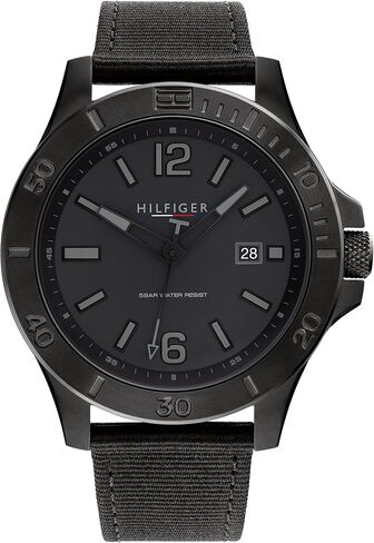 Tommy Hilfiger Men's Quartz Stainless Steel and #Tide Ocean Recycled Plastic Nylon Strap Watch, Color: Black (Model: 1791993) in Saudi Arabia