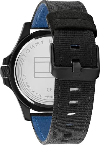 Tommy Hilfiger Men's Quartz Stainless Steel and #Tide Ocean Recycled Plastic Nylon Strap Watch, Color: Black (Model: 1791993) in Saudi Arabia