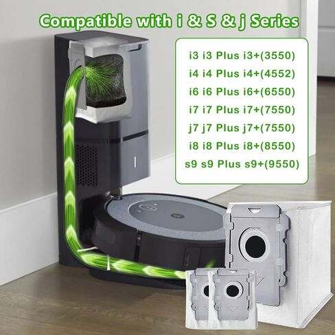 12 عبوة من أكياس المكنسة الكهربائية من Yieulas متوافقة مع Irobot Roomba i & s & j Series i3 i3+ i4 i4+ i6 i6 +i7 i7+ i8 i8+ j7 j7+ s9 s9+، أكياس بديلة للتخلص من الأوساخ من Irobot قابلة لإعادة الاستخدام in Kuwait