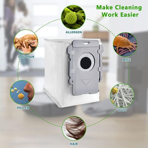 12 عبوة من أكياس المكنسة الكهربائية من Yieulas متوافقة مع Irobot Roomba i & s & j Series i3 i3+ i4 i4+ i6 i6 +i7 i7+ i8 i8+ j7 j7+ s9 s9+، أكياس بديلة للتخلص من الأوساخ من Irobot قابلة لإعادة الاستخدام in Kuwait