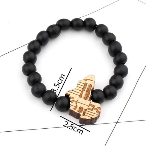 COLORFUL BLING Multicolor 8MM Wooden Bead Chain African Hip-hop Africa Map Pendant Necklace for Men Boys Natural Wood Jewelry in Saudi Arabia