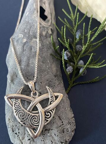 Jewelry Trends Sterling Silver Celtic Triquetra Moon Goddess Trinity Knot Pendant Necklace 18" in Saudi Arabia