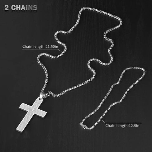 LeapoFaith قلادة الصليب للسيارة مرآة الرؤية الخلفية قلادة الصليب للرجال النساء سحر مرآة السيارة شنقا الملحقات حلية الفولاذ المقاوم للصدأ صلاة الرب الصليب قلادة مع آية الكتاب المقدس (أسود) in Kuwait