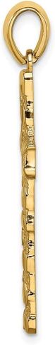 Solid 14k Yellow Gold Nugget Cross Pendant Charm in Saudi Arabia