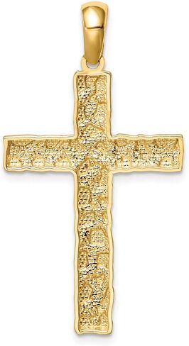 Solid 14k Yellow Gold Nugget Cross Pendant Charm in Saudi Arabia
