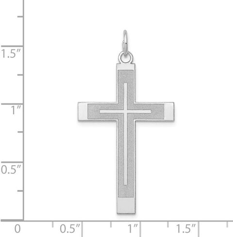 Solid 14K White Gold Cross Pendant Charm - 40mm x 22mm in Saudi Arabia