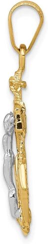 Solid 14k Yellow and White Gold Two Tone Anchor Mariners Cross Pendant Charm - 29mm x 17mm in Saudi Arabia