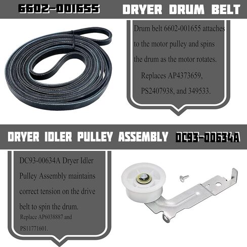 DC93-00634A Dryer Idler Assembly and 6602-001655 Dryer Belt by Primeswift Dryer Parts Replace AP5325135 AP4373659 AP6038887 PS4221885 in Saudi Arabia