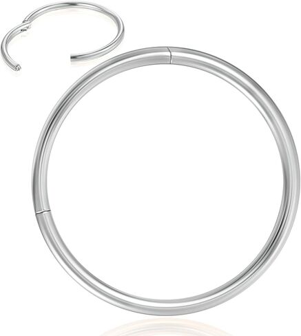 Afftiny Nose Ring Septum Hoop 20G/18G/16G/14G/12G 316L Surgical Stainless Steel Hinged Seamless Earrings, Diameter 5MM-16MM, Gold/Silver/Black/Rose Gold/Rainbow Color in Kuwait