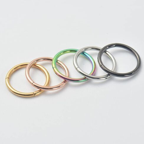 Afftiny Nose Ring Septum Hoop 20G/18G/16G/14G/12G 316L Surgical Stainless Steel Hinged Seamless Earrings, Diameter 5MM-16MM, Gold/Silver/Black/Rose Gold/Rainbow Color in Saudi Arabia