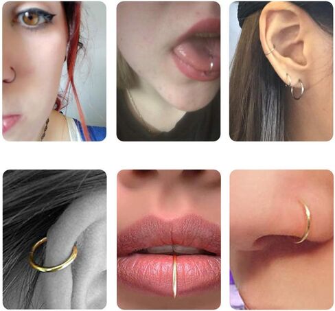 Afftiny Nose Ring Septum Hoop 20G/18G/16G/14G/12G 316L Surgical Stainless Steel Hinged Seamless Earrings, Diameter 5MM-16MM, Gold/Silver/Black/Rose Gold/Rainbow Color in Saudi Arabia