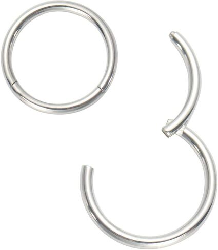 Afftiny Nose Ring Septum Hoop 20G/18G/16G/14G/12G 316L Surgical Stainless Steel Hinged Seamless Earrings, Diameter 5MM-16MM, Gold/Silver/Black/Rose Gold/Rainbow Color in Kuwait