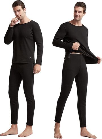Windpost Mens Electric Heated Thermal Underwear Set Men's Travel Heated Pants and Shirt, USB Mens Thermal Underwear Set in Saudi Arabia