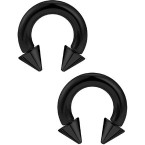 Ftovosyo PA Ring Internally Threaded Spike Circular Barbells Horseshoe Black Large Septum Ring Ear Gauges Earrings 2G 4G 6G 8G 12mm/16mm Surgical Steel Pierced Body Jewelry for Women Men in Kuwait