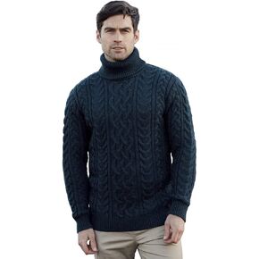 Aran Crafts Irish Mens Polo Neck Sweater, 100% Wool (R1587) in Saudi Arabia