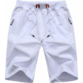 Tyhengta Mens Shorts Casual Drawstring Elastic Waist Workout Shorts with Zipper Pockets