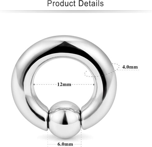 Cisyozi 10G 8G 6G 4G 2G 0G 00G Septum Rings Ear Gauges Earrings Hoops 316L Surgical Steel PA Ring Internally Threaded Horseshoe Spring Action Captive Bead Ring CBR Body Piercing Jewelry for Women Men in Kuwait