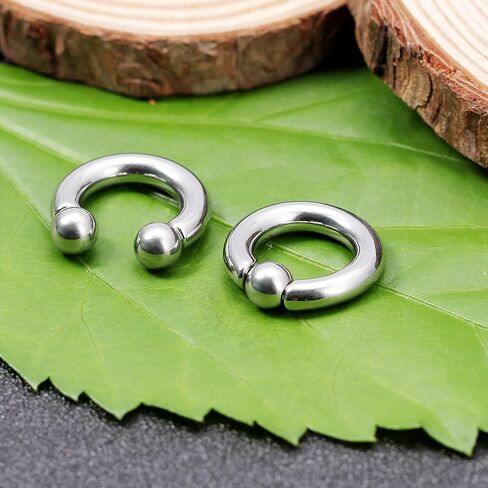 Cisyozi 10G 8G 6G 4G 2G 0G 00G Septum Rings Ear Gauges Earrings Hoops 316L Surgical Steel PA Ring Internally Threaded Horseshoe Spring Action Captive Bead Ring CBR Body Piercing Jewelry for Women Men in Kuwait