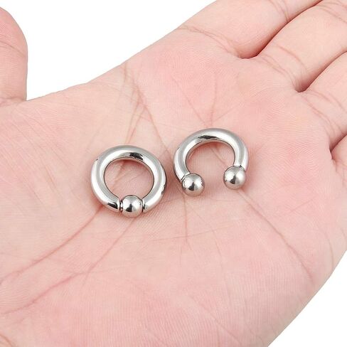 Cisyozi 10G 8G 6G 4G 2G 0G 00G Septum Rings Ear Gauges Earrings Hoops 316L Surgical Steel PA Ring Internally Threaded Horseshoe Spring Action Captive Bead Ring CBR Body Piercing Jewelry for Women Men in Kuwait